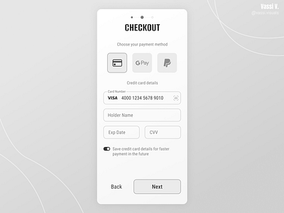 Daily UI #002 • Credit Card Checkout app checkout daily ui dailyui design minimal minimalism mobile app monochrome steps ui ui design ux ux design