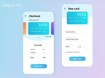 DailyUI 002 Checkout credit card 002 challenge checkout credit card checkout creditcard daily ui 002 dailyui dailyui 002 dailyuichallenge figma figma design mobile mobile app mobile design mobile ui newcard ui uidesign ux vector