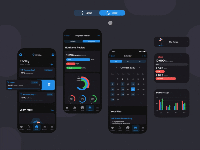 Light vs Dark Mode Workout App UX | UI app dark mode design light mode ui ux workout workout app workout tracker