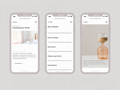 Main page for interior design studio design figma interior interior design interiordesign mainscreen minimal mobile services tilda ui ux web webdesign