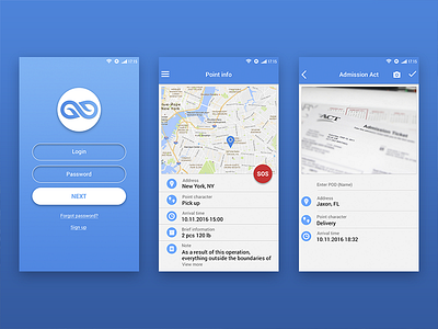 Android App Concept for Logistics Company android app company design list login logistics map ui