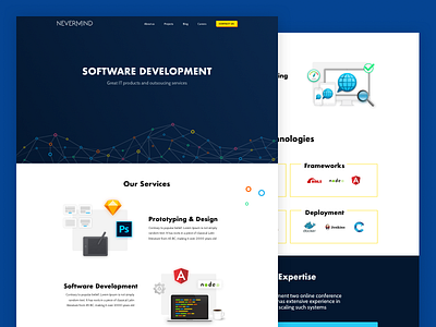 Site layout for Nevermind IT company company it site web