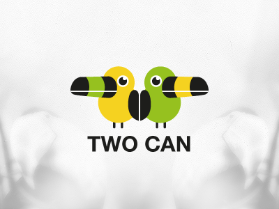 TWO CAN birds design logo mark tie tieatie toucan two can