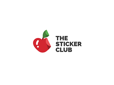 The Sticker Club logo proposal 2 apple club green heart icon logo mark red shadow sticker tie tieatie