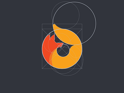 Fox "O" [grid] 0 animal clever construction design fox grid icon logo o smart tieatie