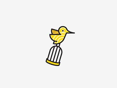 "Birdcage" logo icon bird birdcage cage design fly icon logo minimal pattern tieatie yellow
