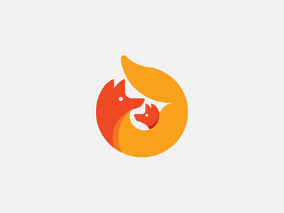 FOXY MOM icon family fox logo mark modern mom orange smart together