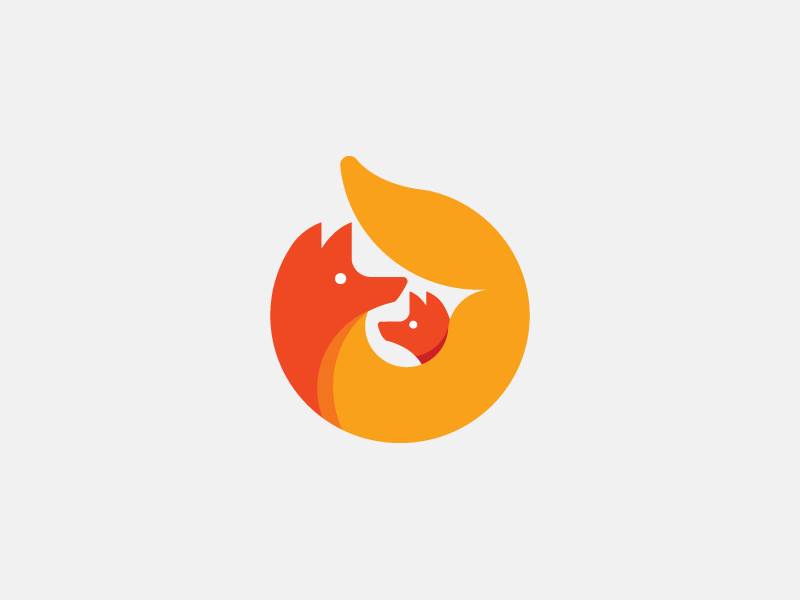 FOXY MOM icon orange mark modern smart together family mom logo fox