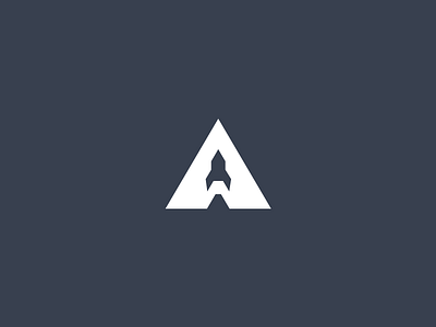 APOLLO 11 - A Rocket branding icon letter logo mark minimal negative space rocket startup