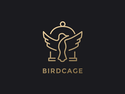 Birdcage logo design bird birdcage cage design fly gold icon logo minimal tieatie