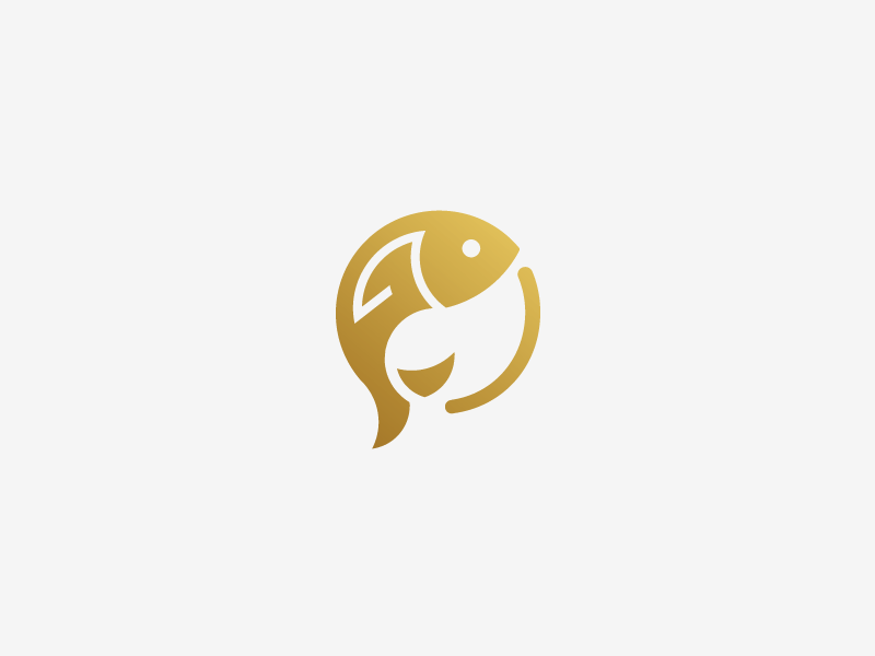 Goldfish fund venture capital fund goldfish fish icon negative space minimal logo mark minimal negative space logo simple logo logo designer