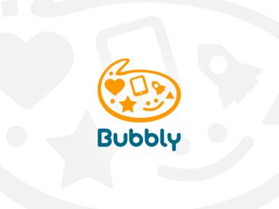Bubbly app blue bubbly heart ipad iphone it logo orange rocket smile start tie tieatie
