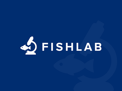 FishLab logo design brand fish logo geometric geometry icon laboratory logo design logo mark minimal royal blue simple logo