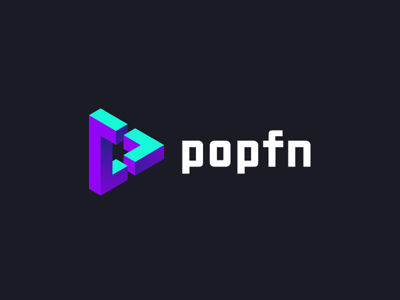 'popfn' logo redesign unique logo brand play button illusion logo design branding gradient colorful tieatie branding agency logo mark aiste