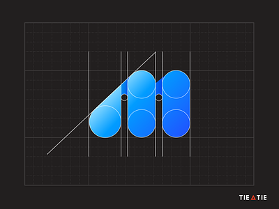 M icon [GRID] aiste blue branding colorful construction gradient grid logo agency m letter tieatie