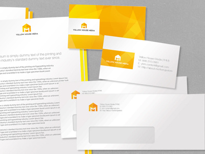 Yellow House Media corporate identity blank business card corporate desg identity logo media stationery yellow