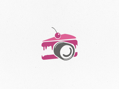 Picofcake logo mark cake camera icon lens logo mark objective photo pie pink tasty