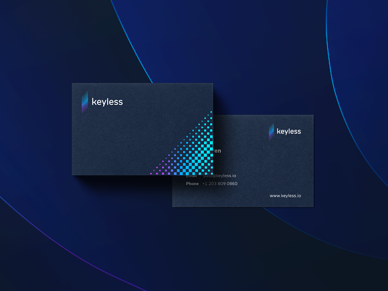 Keyless - business cards blockchaintechnology blockchain logo mark tieatie minimal brand architect brand director brand strategy authentication security crypto brand crypto biometric keyless branding brand agency brand gradient color inspiration gradient design gradient color
