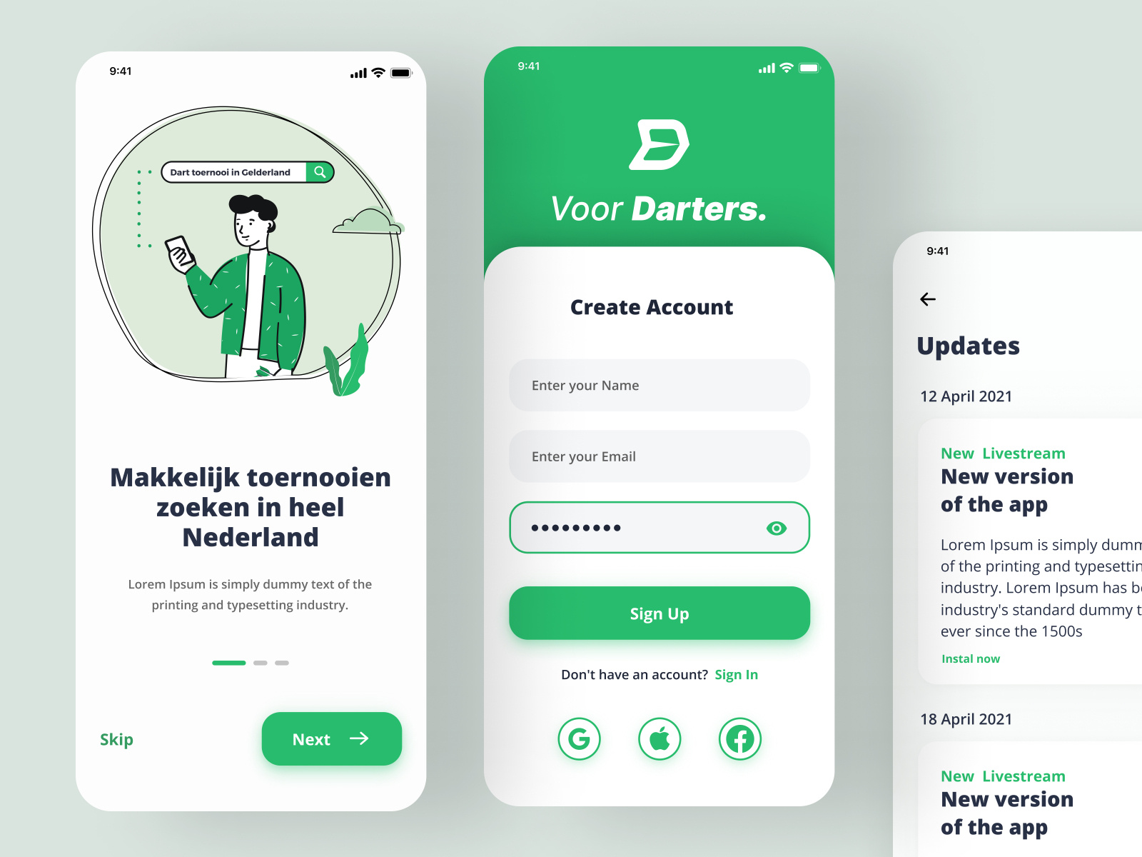 Darts mobile application by Katya Godinchuk on Dribbble