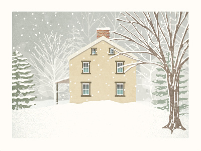Going home home house illustrator landscape pennsylvania snow trees winter