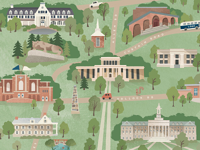 Scenes from Happy Valley buildings college illustrated map old main penn state rec hall we are