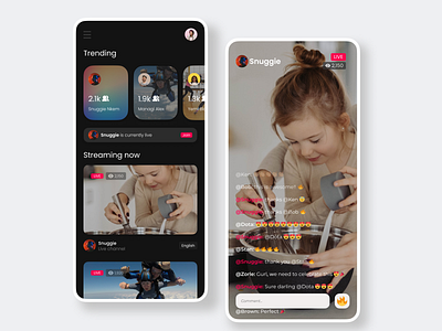 Mobile Live Streaming App app design mobile mobile app ui user experience user interface ux ux design