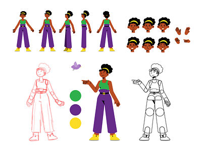 Character design - girl character design design illustration motion design vector