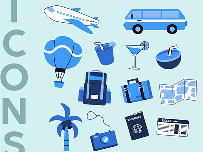 Illustration system - travel agency - icons branding illustration illutration system vector