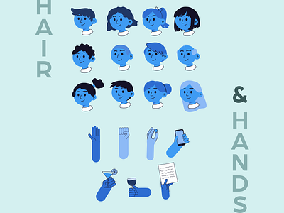 Illustration system - travel agency - Hairs and hands character design freelance illustrator illustration vector