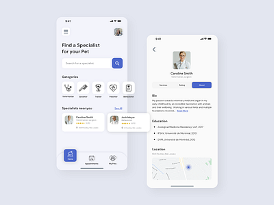DailyUI 006 - User Profile animals app appointment dailyui dailyui 006 doctor medical mobile mobile app pet veterinary