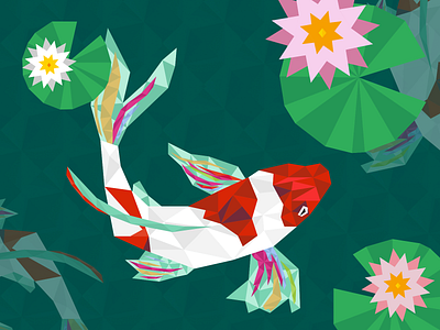 Koi fish illustraion japan koi lily nature