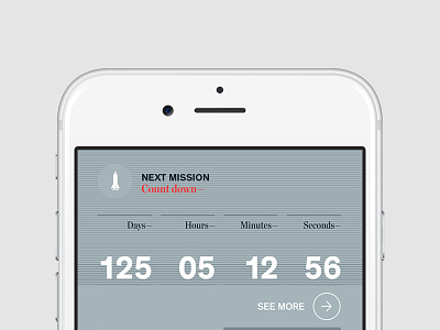 Next Mission Countdown app countdown counter iphone mobile nasa numbers rocket timer typography ui ux