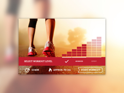 Day 008 - Fitnesscard calorie card dailyuielement fitness level orange red running select sunset workout