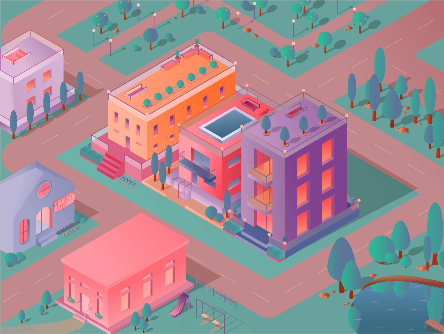 isometric town by alisa . on Dribbble