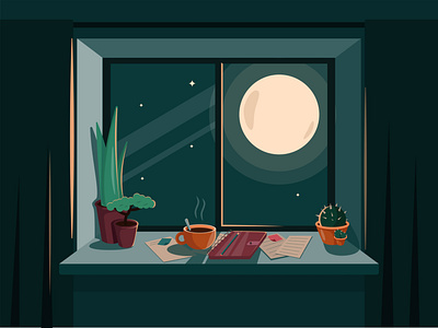 night light design flat illustration vector