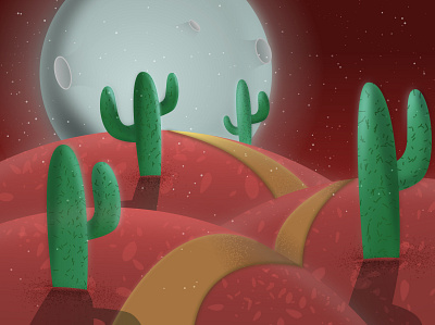 cactus planet colorful design flat illustration vector
