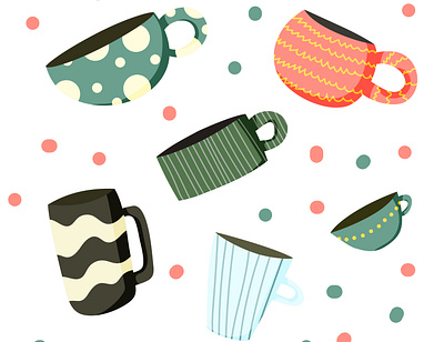 cups colorful design flat illustration minimal vector