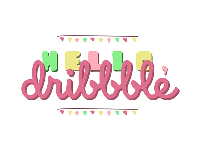 hello dribbble colorful design doodle dribbble invitation flat handdrawn hello dribbble illustration minimal vector