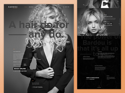 Blowdry Bar Services page beauty color dark design fashion hair photoshop responsive typography ui web design website