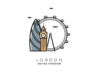 London app big ben cartoon city design icon illustration illustrator london millennium wheel vector