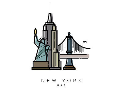 New York app cartoon city design empire state building icon illustration illustrator new york statue of liberty vector