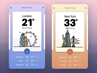 Not another weather app!! ;-) app city clean design ios minimal temperature vector weather web design