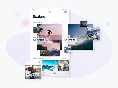 Snoww App app clean ios leaderboard search snow ui winter
