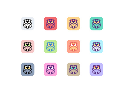 Owwly icons branding design flat icon logo owls vector