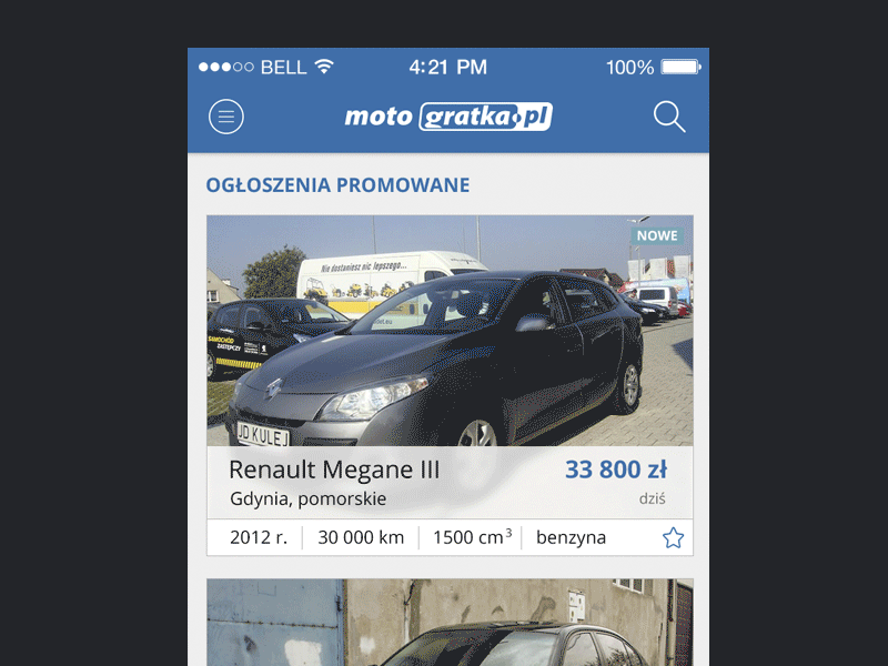 Automotive adverts app animation app car gif mobile motion moto ui ux
