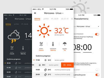 Weather app app apple interface ios mobile sunny ui ux warsaw weather