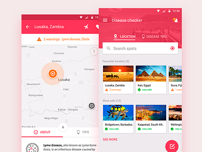 Disease checker android app barbados design disease interface journey mobile travel trip ui ux