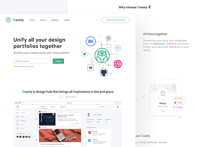 Owwly landing page interface landing mojave owl page ui ux web