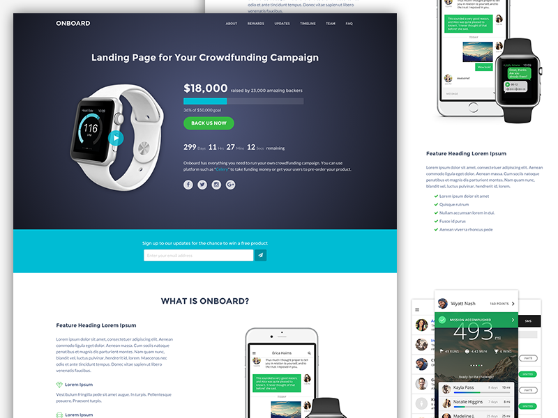 Onboard - Bootstrap 4 Template For Crowdfunding Campaigns html5 bootstrap theme bootstrap 4 crowdfunding website template theme responsive landing page bootstrap