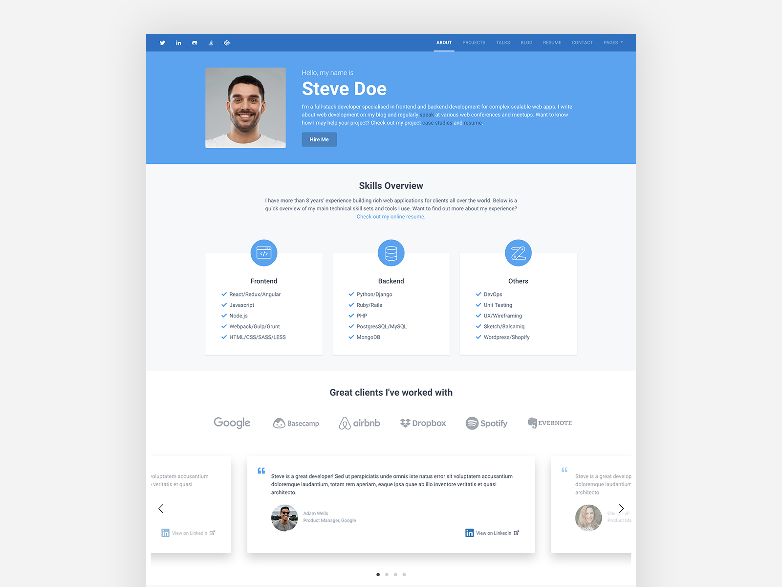 Instance – Bootstrap 4 Personal Portfolio Theme for Developers by ...